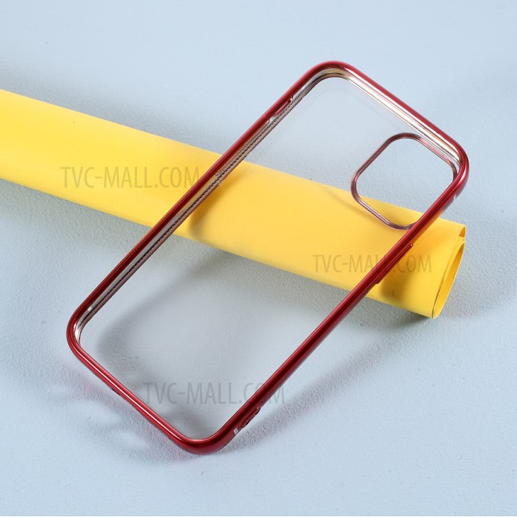 Electroplated TPU Protective Mobile Phone Case for iPhone 12 Pro/12 - Red-6