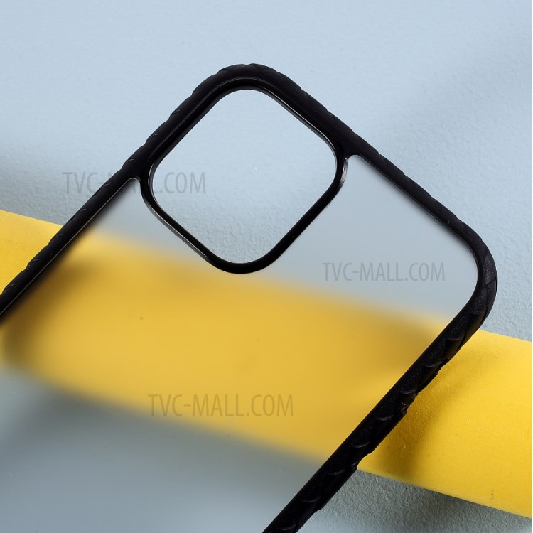 Teste Padrão Tecido Híbrido De Acrílico + TPU Tampa Do Telefone Móvel Para O Iphone 12 5,4 Polegadas - Preto-3