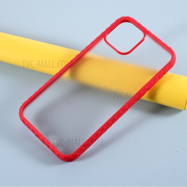 Woven Pattern Hybrid Acrylic + TPU Mobile Phone Cover for iPhone 12 mini - Red-2
