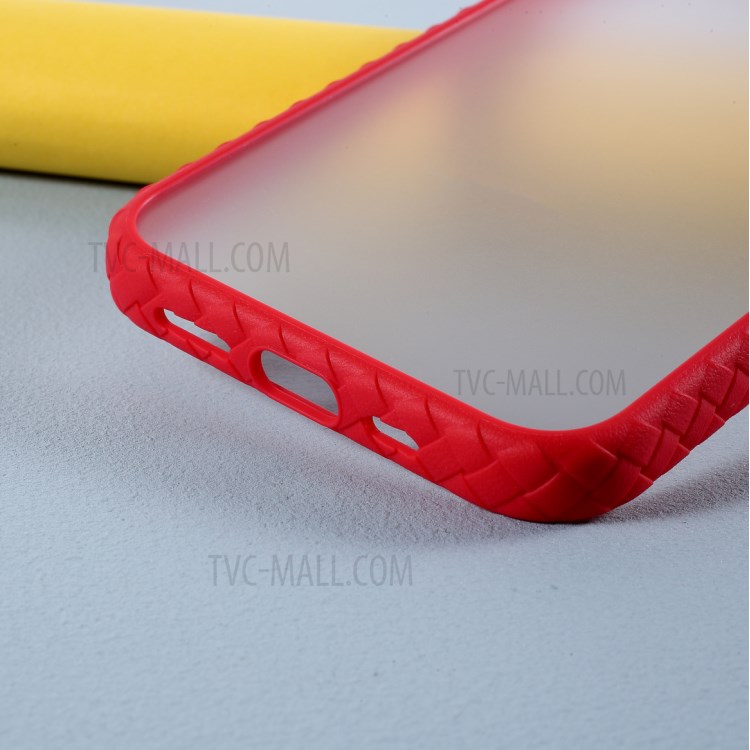 Woven Pattern Hybrid Acrylic + TPU Mobile Phone Cover for iPhone 12 mini - Red-4