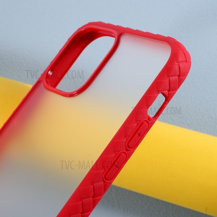 Woven Pattern Hybrid Acrylic + TPU Mobile Phone Cover for iPhone 12 mini - Red-5