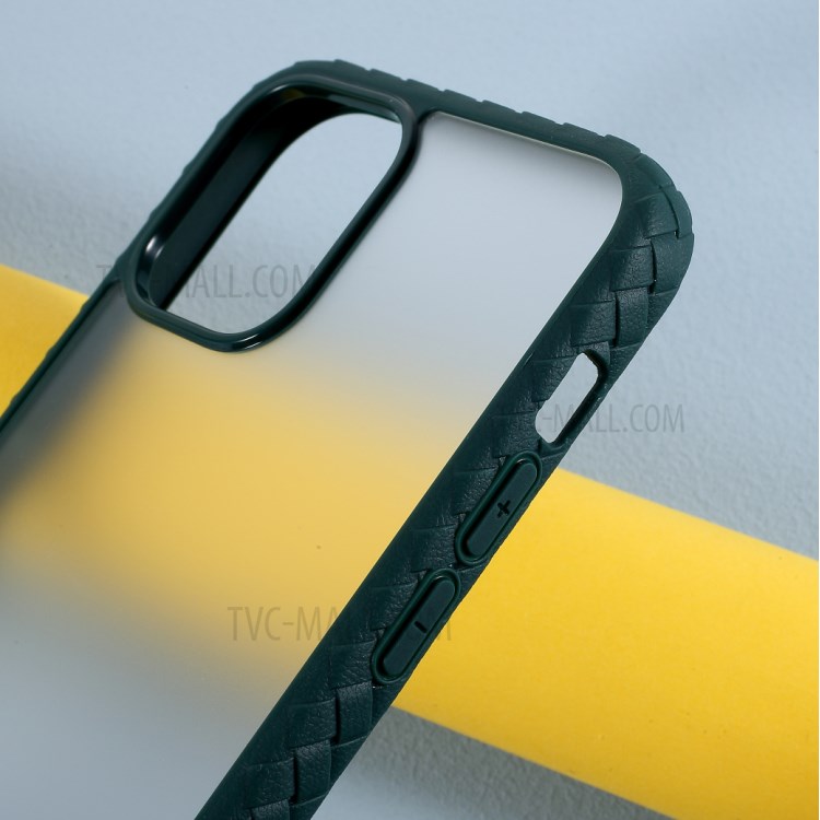 Woven Pattern 2-in-1 Acrylic + TPU Phone Cover for iPhone 12 Pro/12 - Green-5