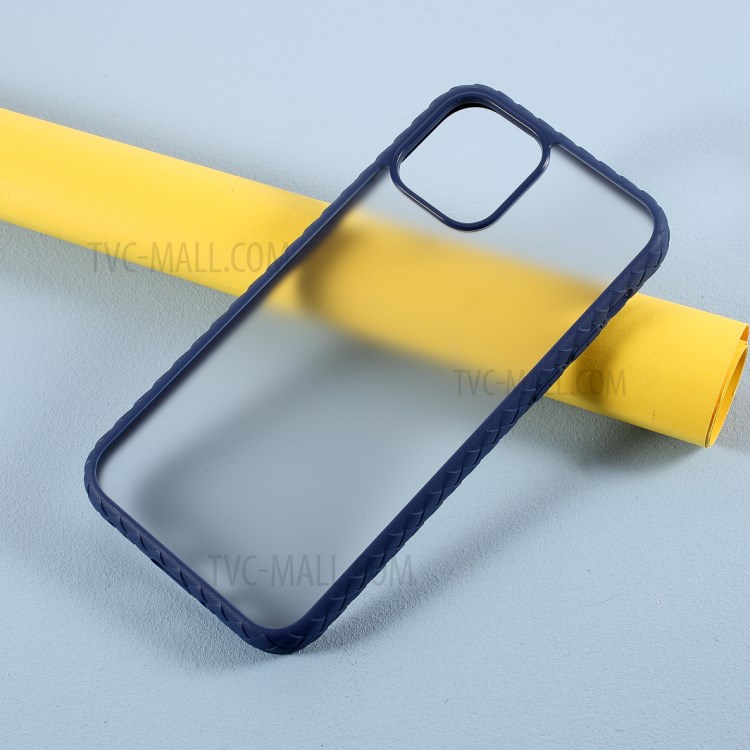 Woven Pattern 2-in-1 Acrylic + TPU Phone Cover for iPhone 12 Pro/12 - Blue-2