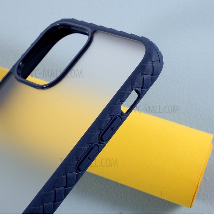Woven Pattern 2-in-1 Acrylic + TPU Phone Cover for iPhone 12 Pro/12 - Blue-5