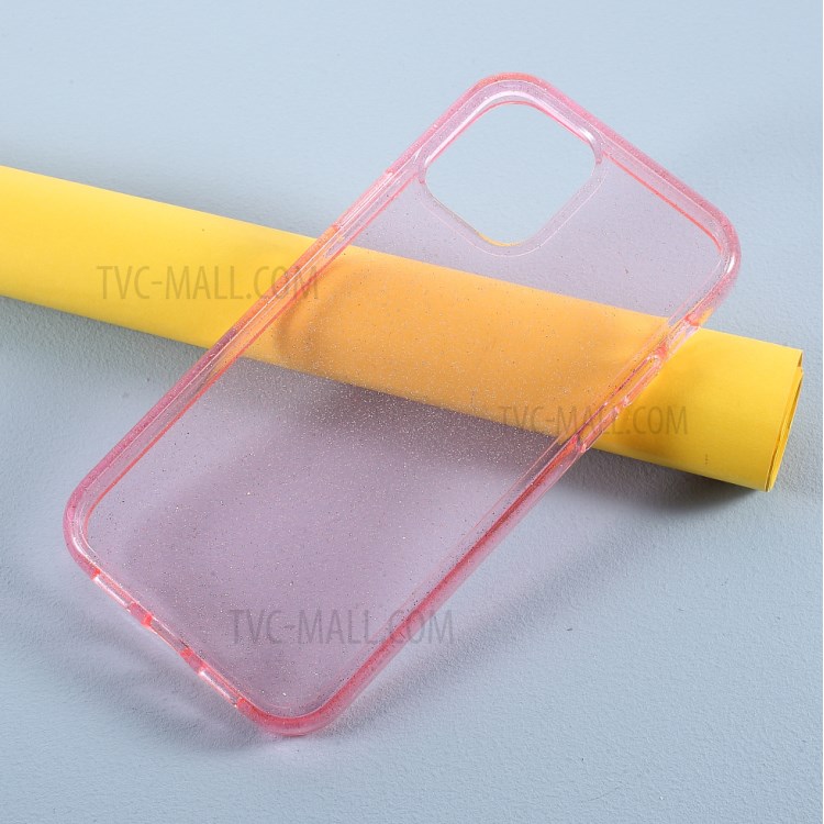 Caja Del Teléfono Polvo De Destello Brillo TPU Acrílico + Suave Para El Iphone 12 Pro / 12 Max 6,1 Pulgadas - Rosado-2