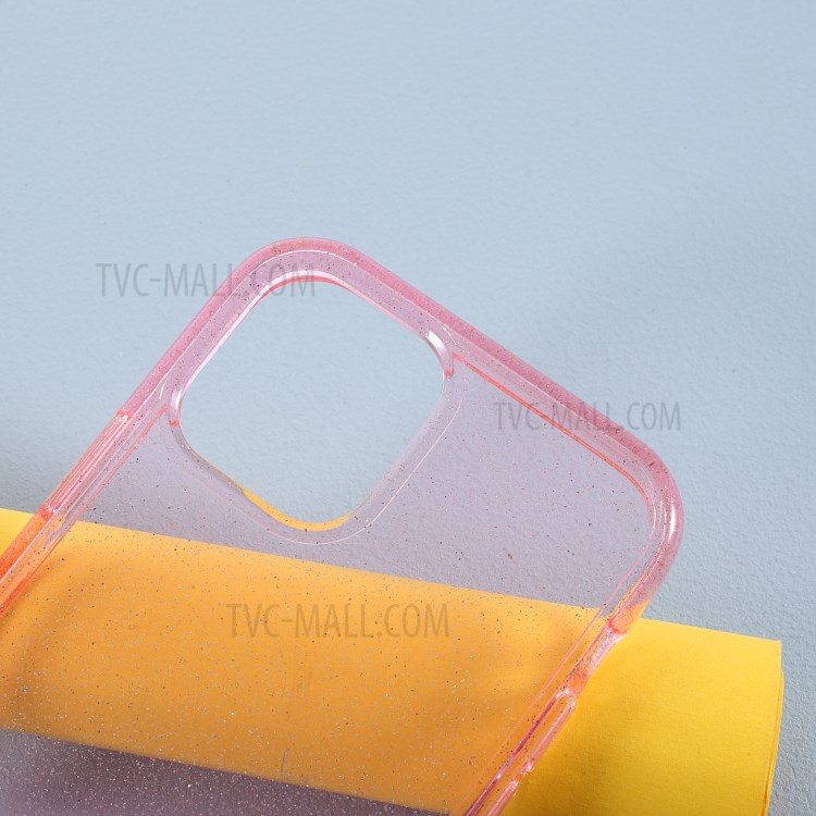 Caja Del Teléfono Polvo De Destello Brillo TPU Acrílico + Suave Para El Iphone 12 Pro / 12 Max 6,1 Pulgadas - Rosado-3