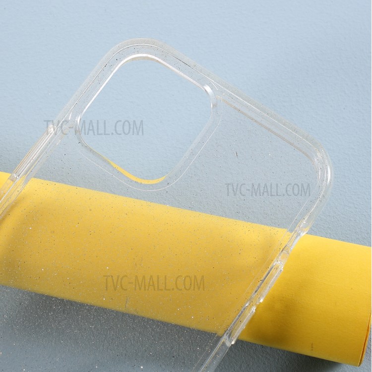 Acrílico + Macio Caso De Telefone Flash De Pó TPU Brilho Para Iphone 12 Pro / 12 Max 6,1 Polegadas - Prata-3