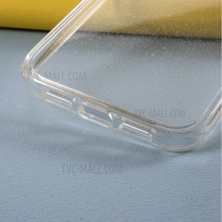 Acrílico + Macio Caso De Telefone Flash De Pó TPU Brilho Para Iphone 12 Pro / 12 Max 6,1 Polegadas - Prata-4