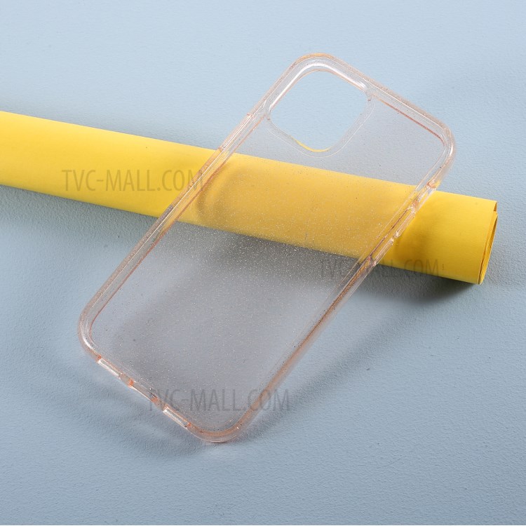 Acrílico + Macio Caso De Telefone Flash De Pó TPU Brilho Para Iphone 12 Pro / 12 Max 6,1 Polegadas - Ouro Champagne-2