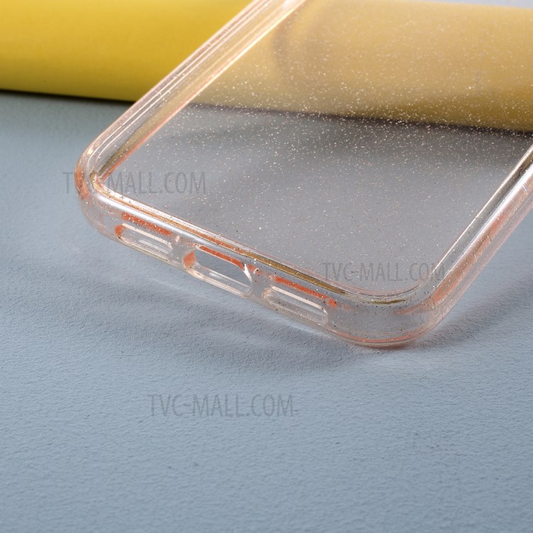 Acrílico + Macio Caso De Telefone Flash De Pó TPU Brilho Para Iphone 12 Pro / 12 Max 6,1 Polegadas - Ouro Champagne-4