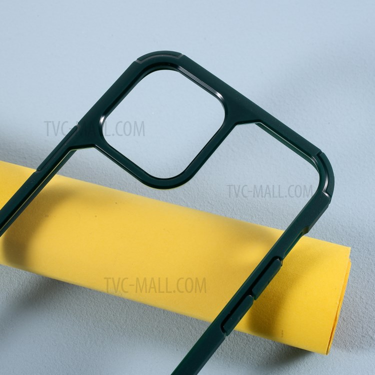Acrílico + TPU Caso De Telefone Híbrido Alta Transmitância Para Iphone 12 Pro Máximo De 6,7 Polegadas - Verde-3