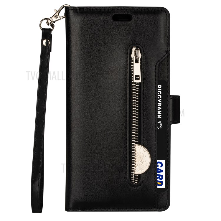 Zippered Multi-slot with Wallet Leather Cover for iPhone 12 Pro Max 6.7 inch - Black-2