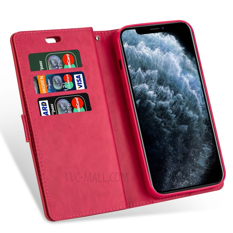 Zippered Multi-slot with Wallet Leather Cover for iPhone 12 Pro Max 6.7 inch - Red-6
