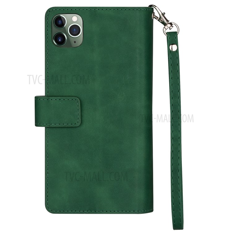 Zippered Multi-slot with Wallet Leather Cover for iPhone 12 Pro Max 6.7 inch - Dark Green-3