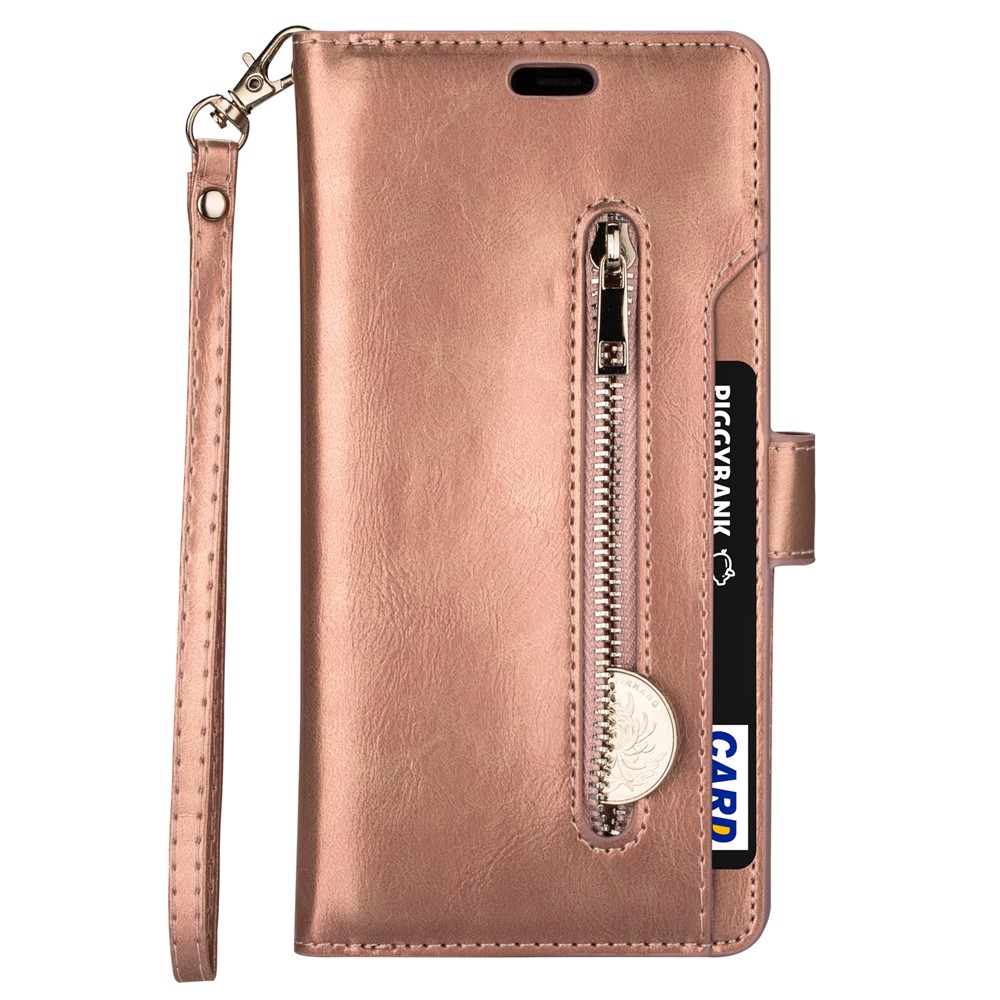 Multiple Card Slots Leather Wallet Cover for iPhone 12 Pro/12 - Rose Gold-2