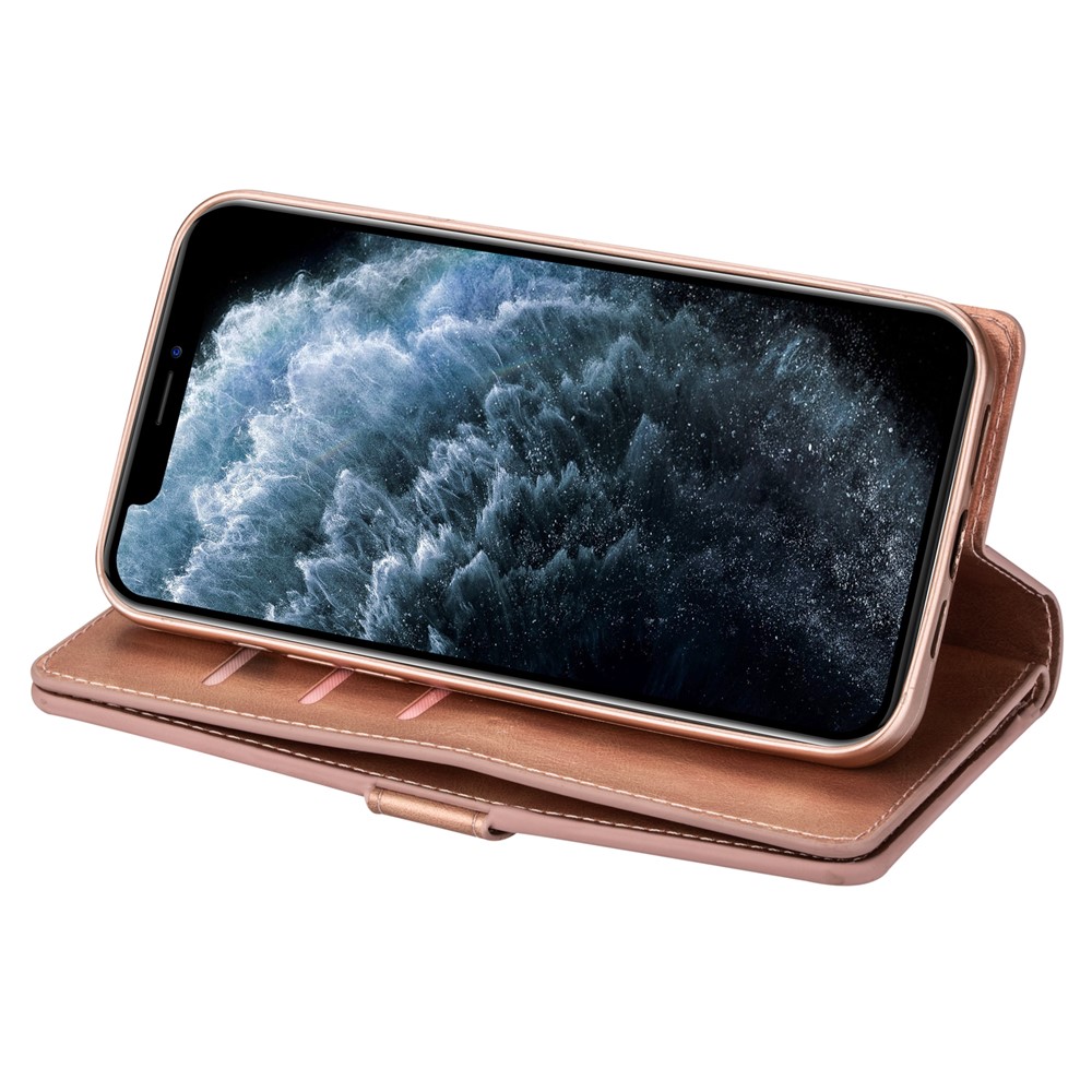 Multiple Card Slots Leather Wallet Cover for iPhone 12 Pro/12 - Rose Gold-5