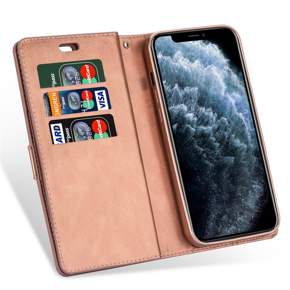 Multiple Card Slots Leather Wallet Cover for iPhone 12 Pro/12 - Rose Gold-6