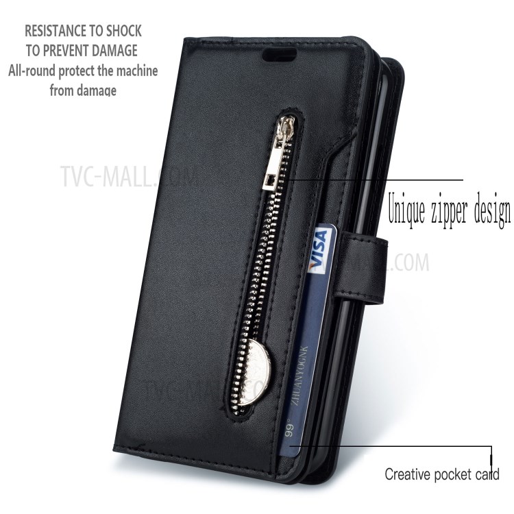 Multi-function Slots Leather Wallet Unique Case for iPhone 12 5.4 inch - Black-8