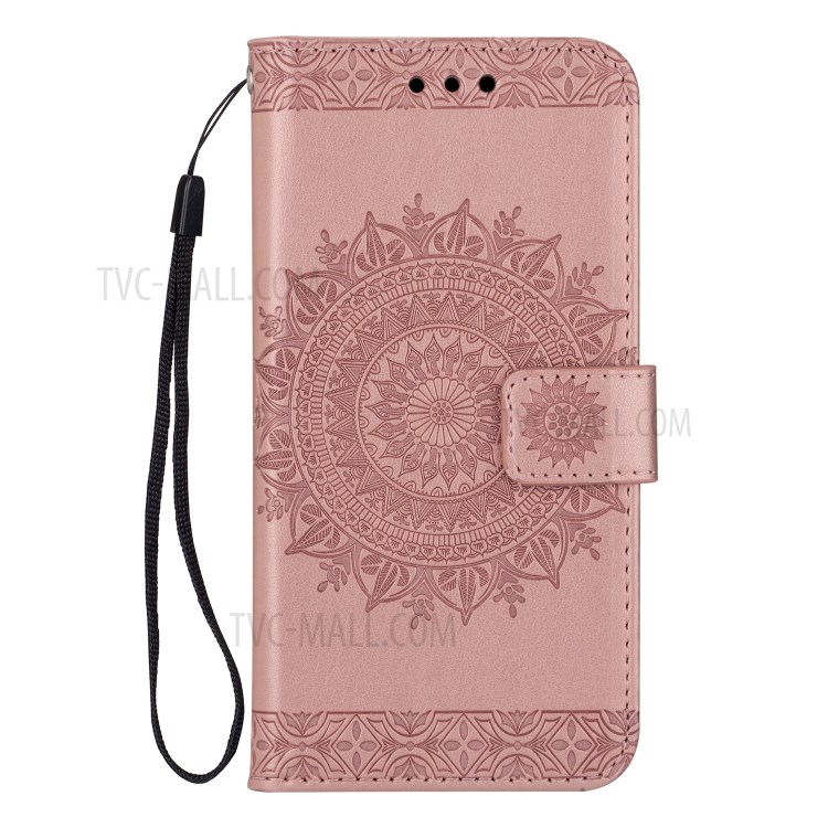 Imprint Totem Skin Wallet Stand Leather Case for iPhone 12 Pro Max 6.7 inch - Rose Gold-2