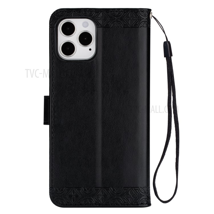 Totem Pattern Imprint Leather Shell for iPhone 12 Pro/12 - Black-3