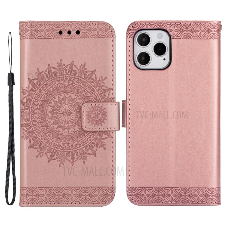Imprint Totem Pattern Leather Shell for iPhone 12 mini - Rose Gold-1