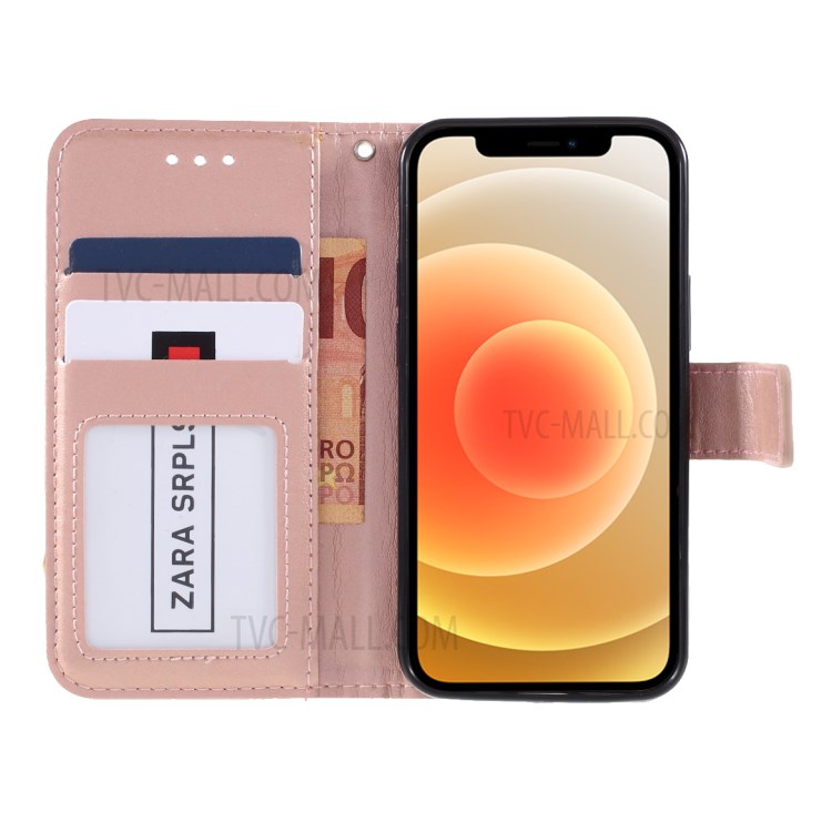 Imprint Totem Pattern Leather Shell for iPhone 12 mini - Rose Gold-6