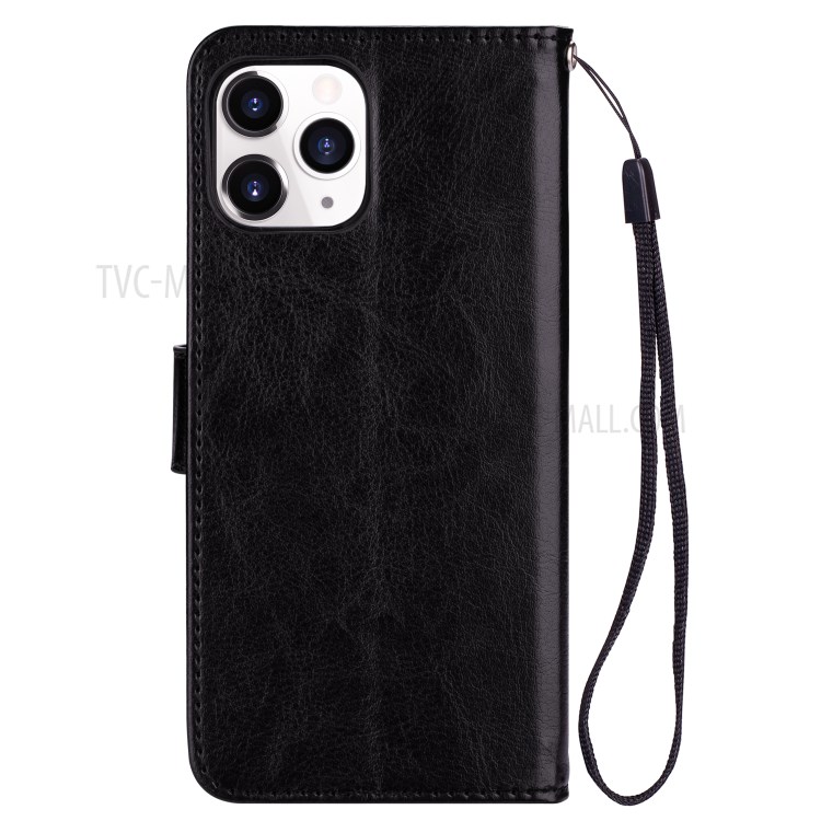 Crazy Horse Skin Leather with Lanyard Cover for iPhone 12 Pro Max 6.7 inch - Black-3