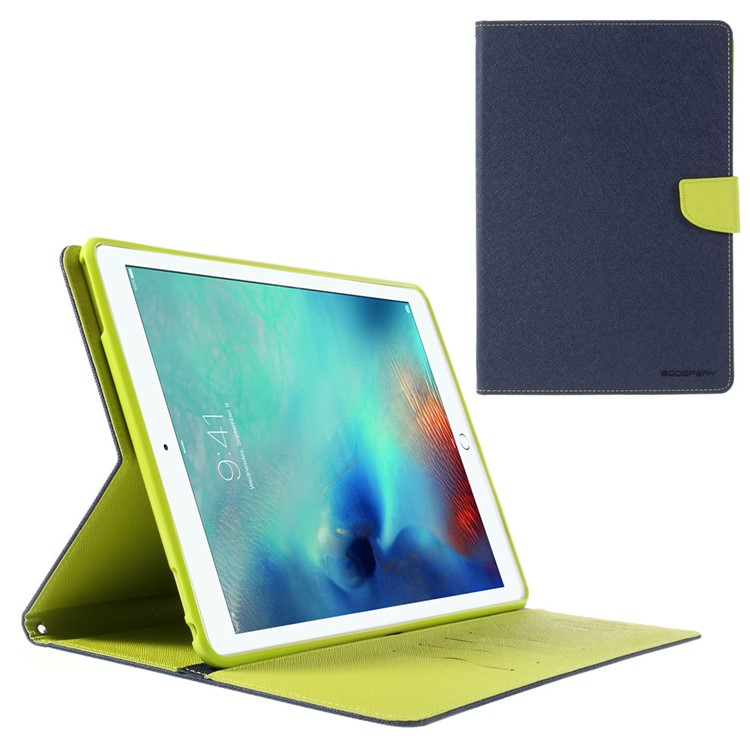 MERCURY GOOSPERY Wallet Leather Flip Case for iPad Pro 9.7 inch - Dark Blue-1