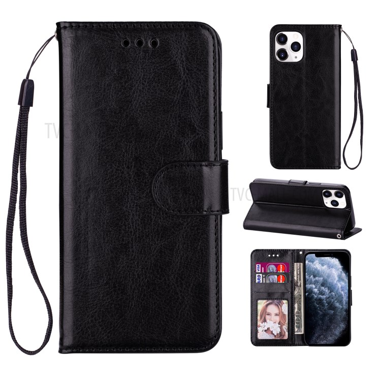 Crazy Horse Surface Leather Cover for iPhone 12 Max/12 Pro 6.1 inch - Black-1