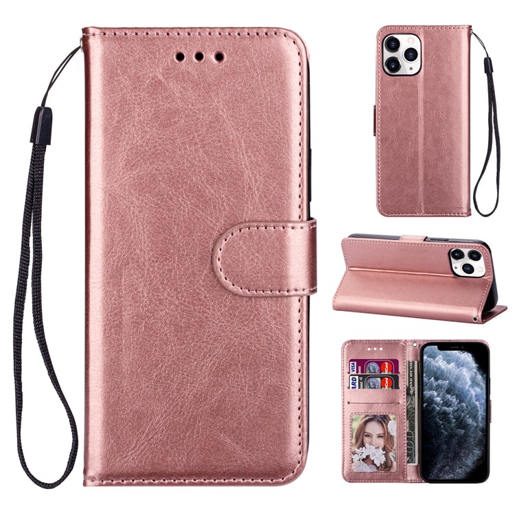 Crazy Horse Surface Leather Cover for iPhone 12 Pro/12 - Rose Gold-1