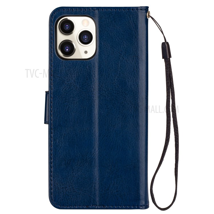 Crazy Horse Surface Leather Cover for iPhone 12 Pro/12 - Dark Blue-3