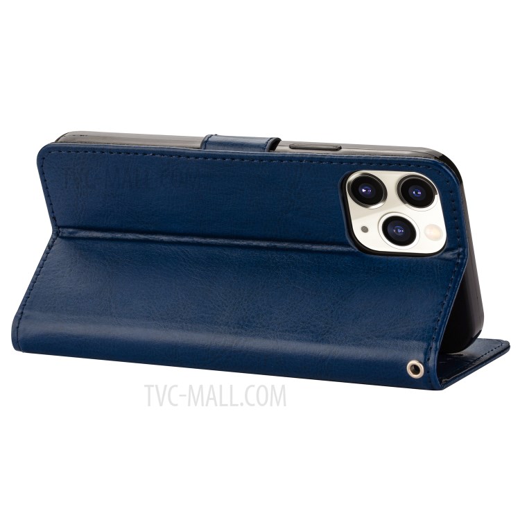 Crazy Horse Surface Leather Cover for iPhone 12 Pro/12 - Dark Blue-5
