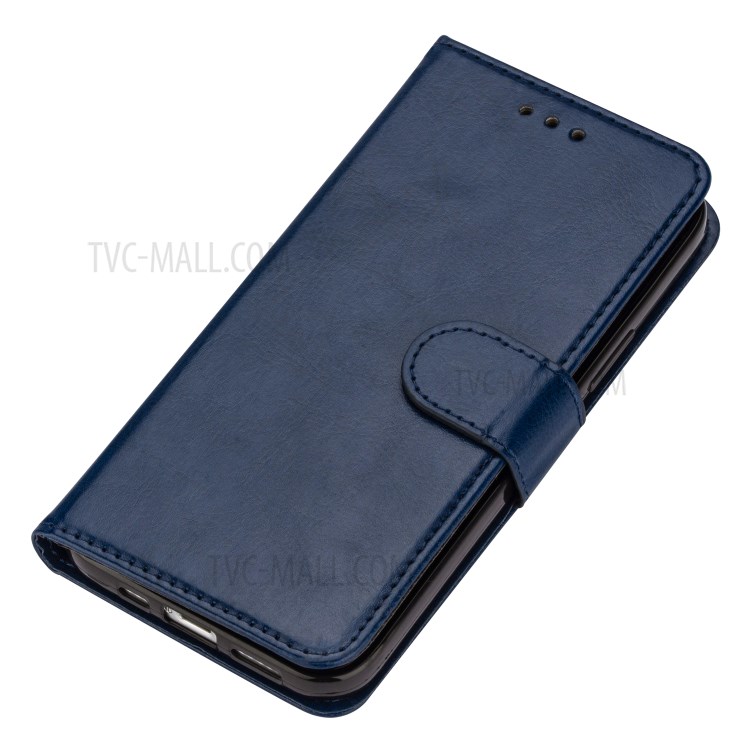 Crazy Horse Surface Leather Cover for iPhone 12 Pro/12 - Dark Blue-6