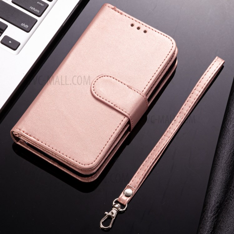 Leather Wallet Stand Phone Case with 9 Card Slots for iPhone 12 mini - Rose Gold-12