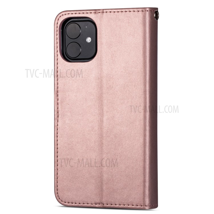 Leather Wallet Stand Phone Case with 9 Card Slots for iPhone 12 mini - Rose Gold-3