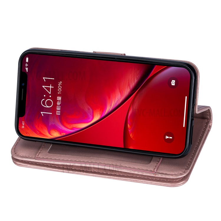 Leather Wallet Stand Phone Case with 9 Card Slots for iPhone 12 mini - Rose Gold-5