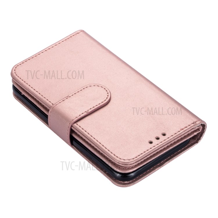 Leather Wallet Stand Phone Case with 9 Card Slots for iPhone 12 mini - Rose Gold-6