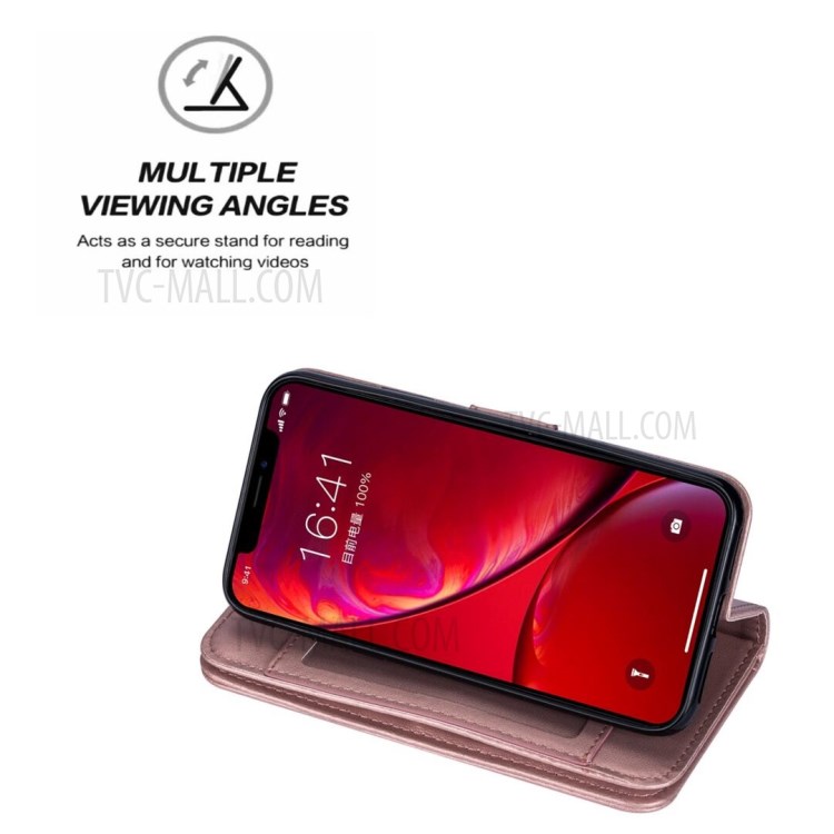 Leather Wallet Stand Phone Case with 9 Card Slots for iPhone 12 mini - Rose Gold-9