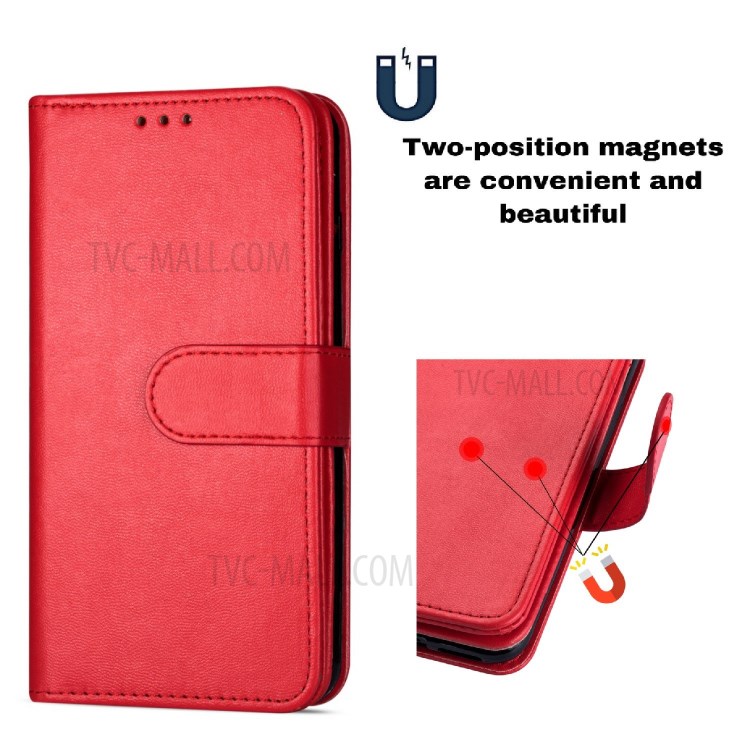 Leather Wallet Stand Phone Case with 9 Card Slots for iPhone 12 Pro/12 - Red-11