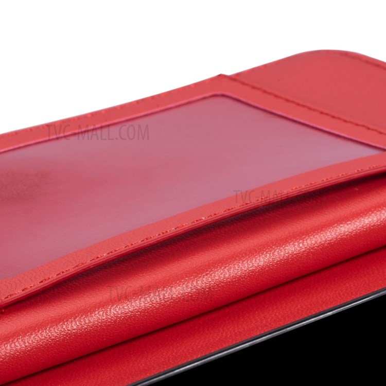 Leather Wallet Stand Phone Case with 9 Card Slots for iPhone 12 Pro/12 - Red-8