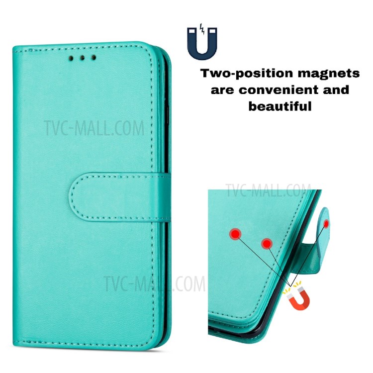 Leather Wallet Stand Phone Case with 9 Card Slots for iPhone 12 Pro/12 - Cyan-11