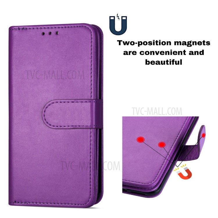 Leather Wallet Stand Phone Case with 9 Card Slots for iPhone 12 Pro/12 - Purple-11