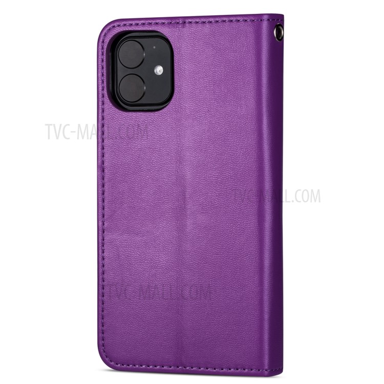 Leather Wallet Stand Phone Case with 9 Card Slots for iPhone 12 Pro/12 - Purple-3