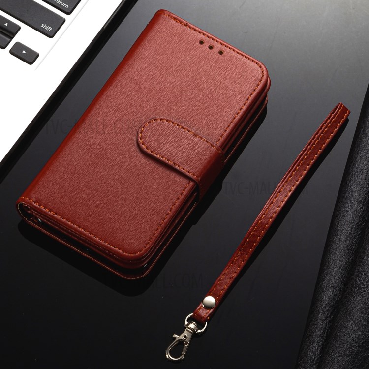 Leather Wallet Stand Phone Case with 9 Card Slots for iPhone 12 Pro/12 - Brown-12