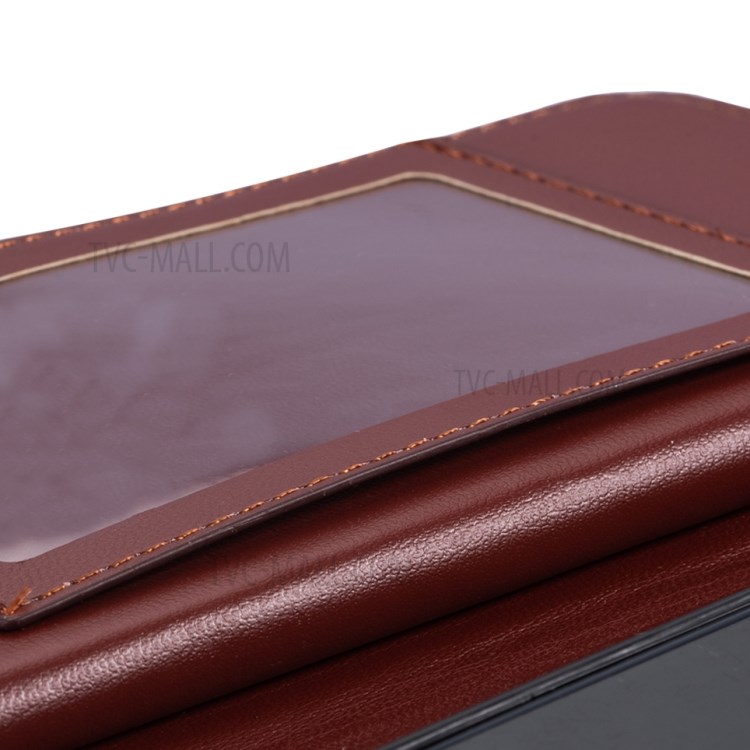 Leather Wallet Stand Phone Case with 9 Card Slots for iPhone 12 Pro/12 - Brown-8