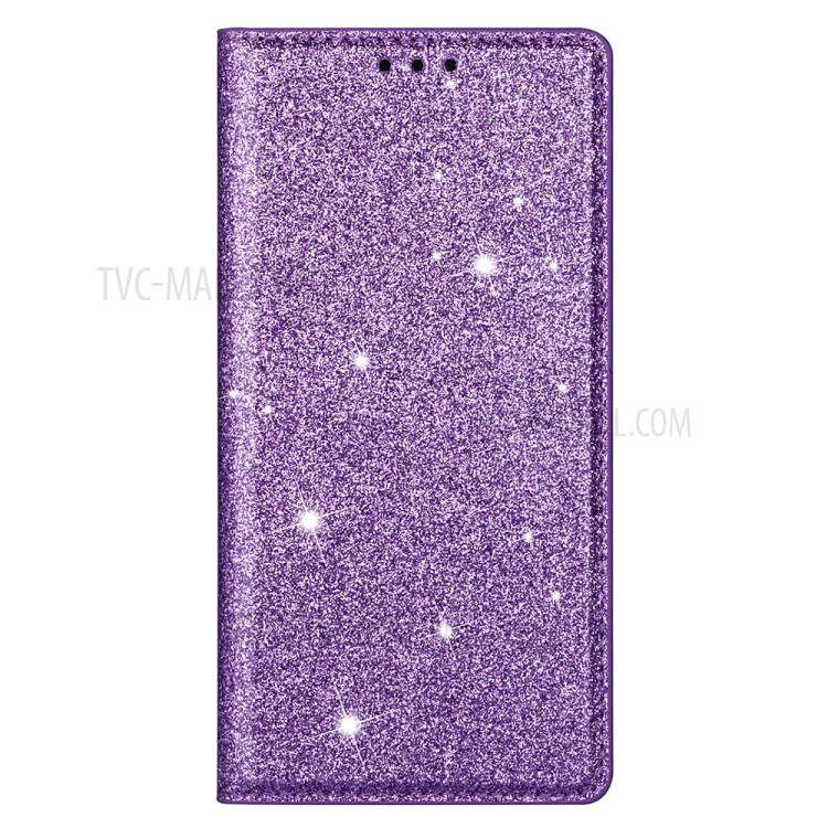 Flash Powder Stand Leather Card Holder Case for iPhone 12 mini - Purple-2