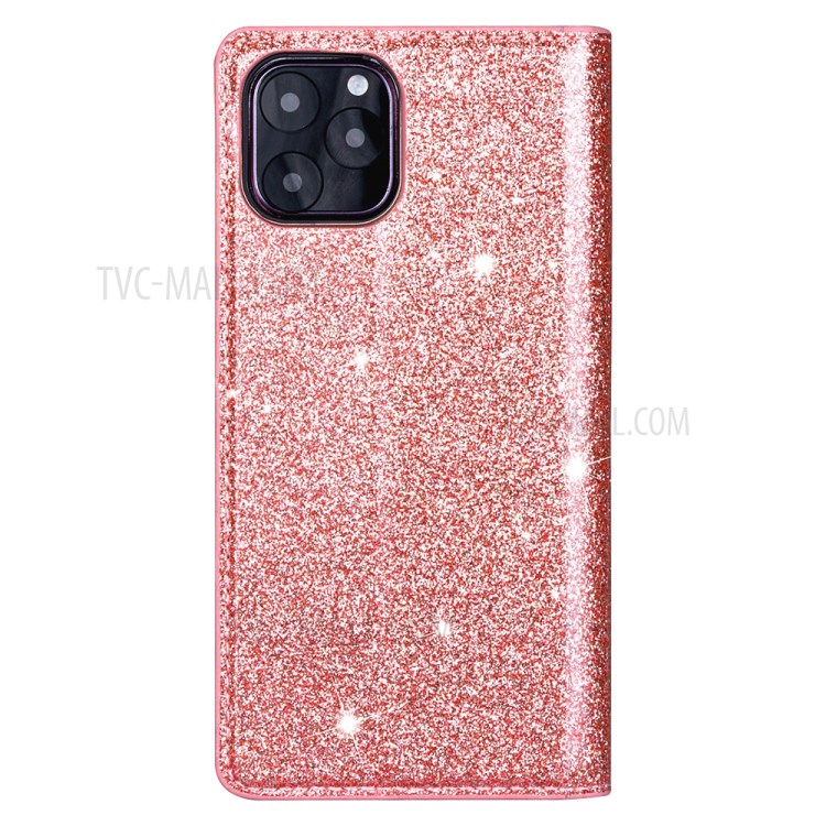 Flash Powder Stand Leather Card Holder Case for iPhone 12 Pro Max 6.7-inch - Rose Gold-3