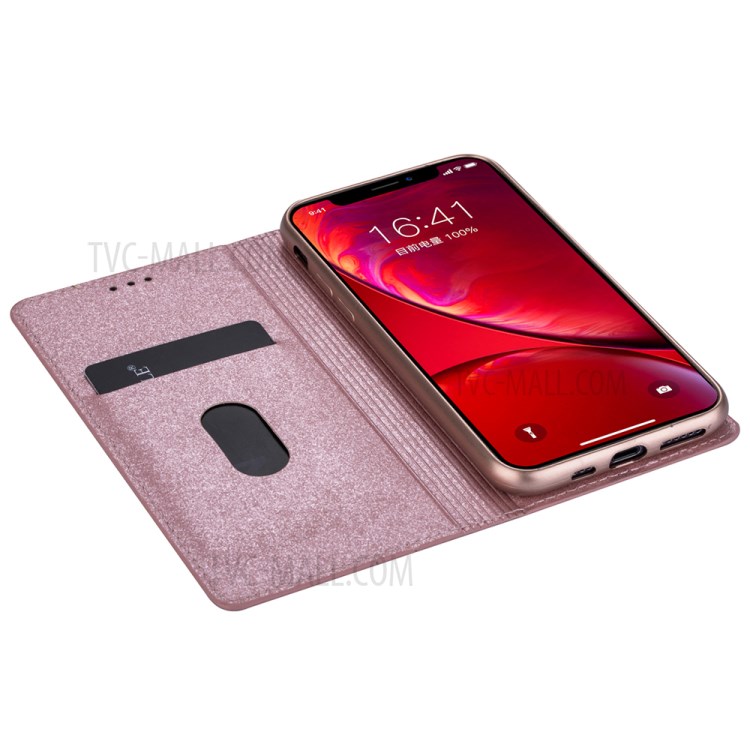 Flash Powder Stand Leather Card Holder Case for iPhone 12 Pro Max 6.7-inch - Rose Gold-5