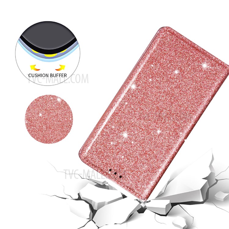Flash Powder Stand Leather Card Holder Case for iPhone 12 Pro Max 6.7-inch - Rose Gold-7