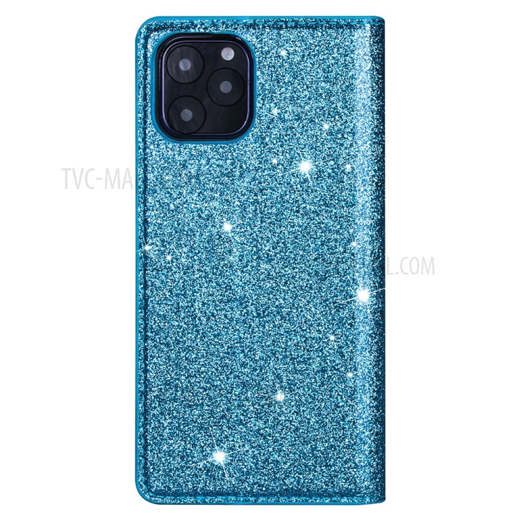 Flash Powder Stand Leather Card Holder Case for iPhone 12 Pro Max 6.7-inch - Sky Blue-3